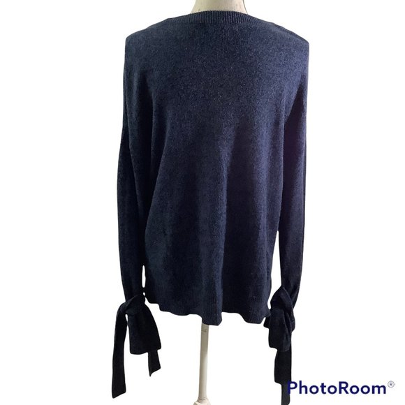 Madewell Women’s Medium Tie Cuff Crewneck Blue Sweater G9614 - Picture 3 of 6